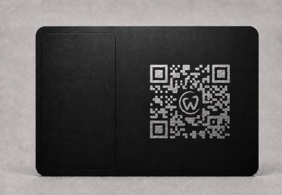 Steel NFC Card back: laser-etched QR code